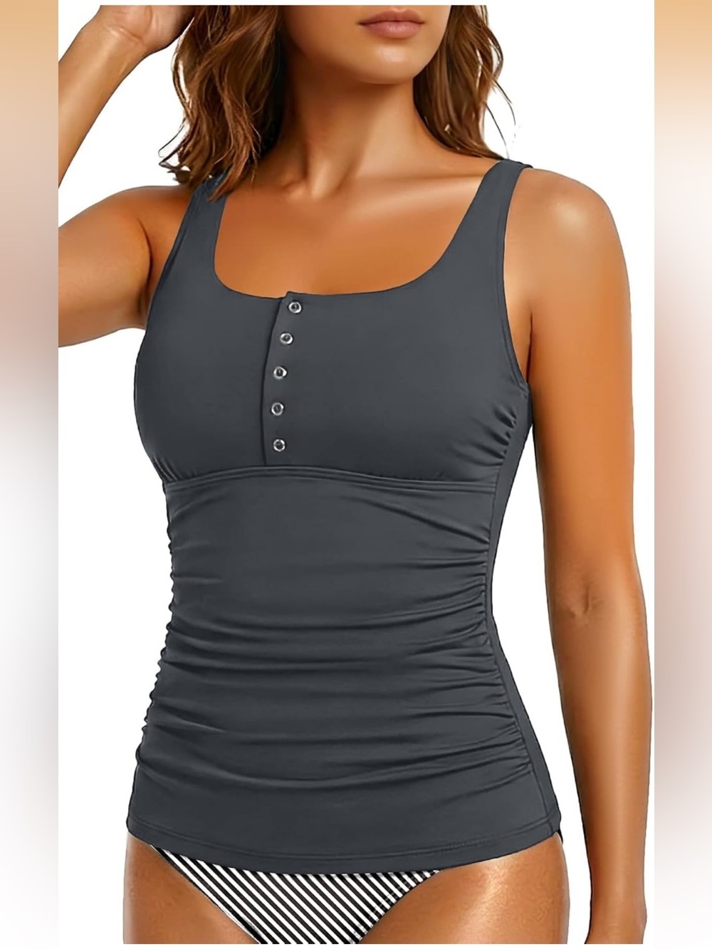 Tankini Top Only-Tummy Control Modest Bathing Suit Top No Bottom XL. 2402/bb11-1